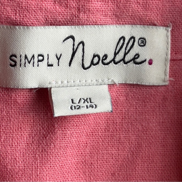 Simply Noelle Coral pink Button-up pockets linen long top Sz L/XL - Picture 5 of 9